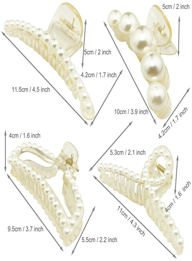 بيتيتو مشابك شعر كبيرة من اللؤلؤ من بيتيتيتو، هدية للنساء والفتيات، 4 قطع من مشابك الشعر اللؤلؤية، ملحقات مانعة للانزلاق للشعر الطويل والكثيف (لون الشمبانيا). - Image 5
