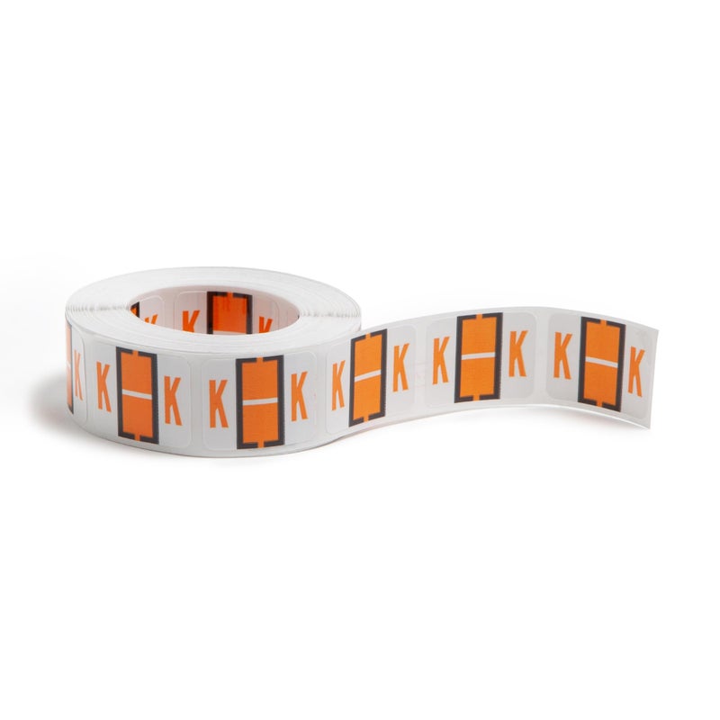 Smead BCCR Bar-Style Color-Coded Alphabetic Label, K, Label Roll, Light Orange, 500 Labels per Roll, (67081) - Image 1
