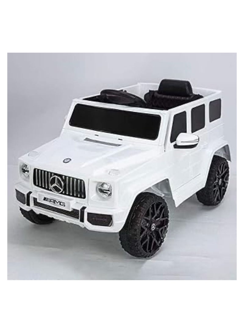 HouDeOS G-Class White 12V Electric Kids Car - 2 Motors, with Special Entertainment Features 