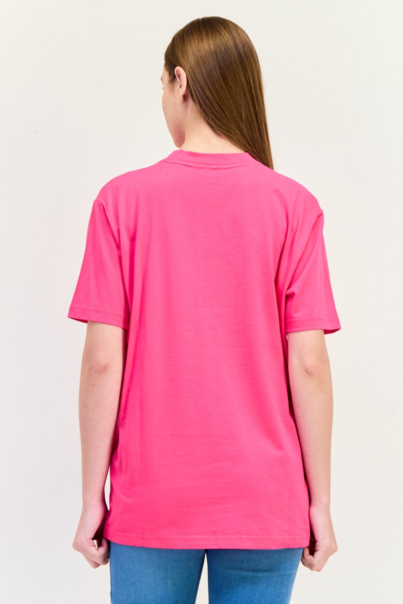 ESPRIT Women Crew Neck Short Sleeve Brand Logo T-Shirts, Dark Pink - Image 3