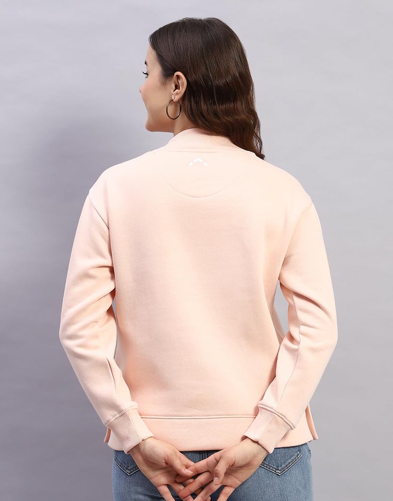 Rockit from House of Monte Carlo Womens Peach Solid High Neck Full Sleeve Sweatshirt (2240102608-2-44) - Image 4
