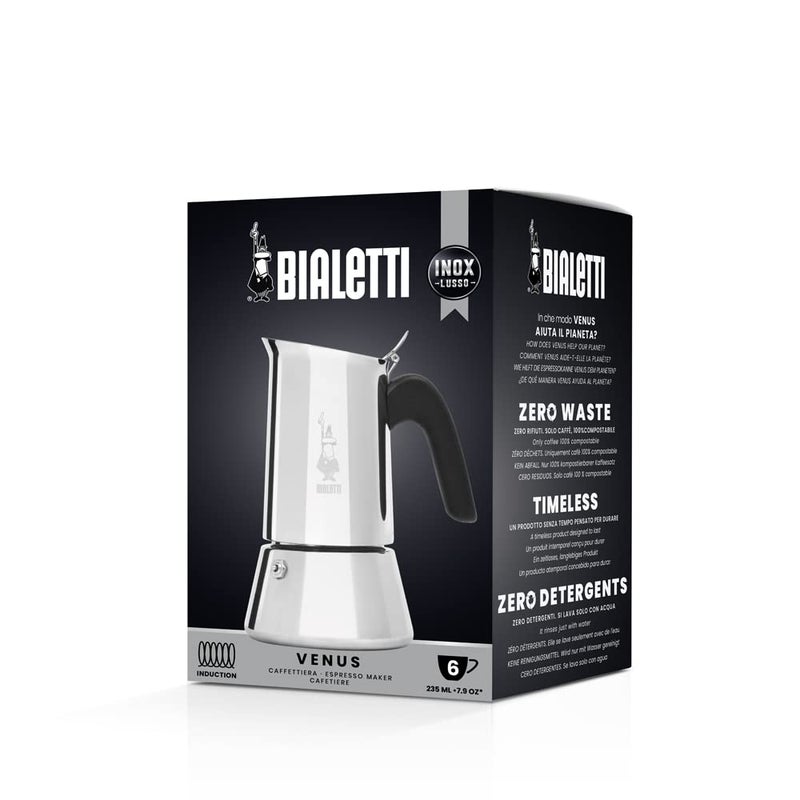 Bialetti - New Venus Induction, Stovetop Coffee Maker, Suitable for all Types of Hobs, Stainless Steel, 6 Cups (7.9 Oz), Silver - Image 2