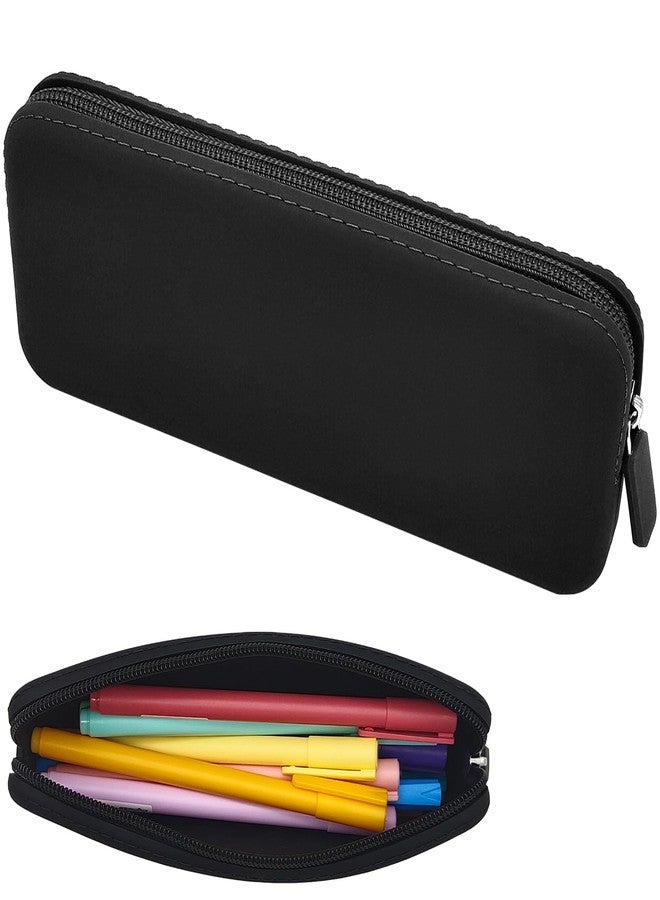 Scartink Silicone Pencil Case, Waterproof Silicone Cosmetic Bag, Pencil Bag, Multifunctional Pencil Case Aesthetic, Zipper Storage Bag (Black) - Image 1