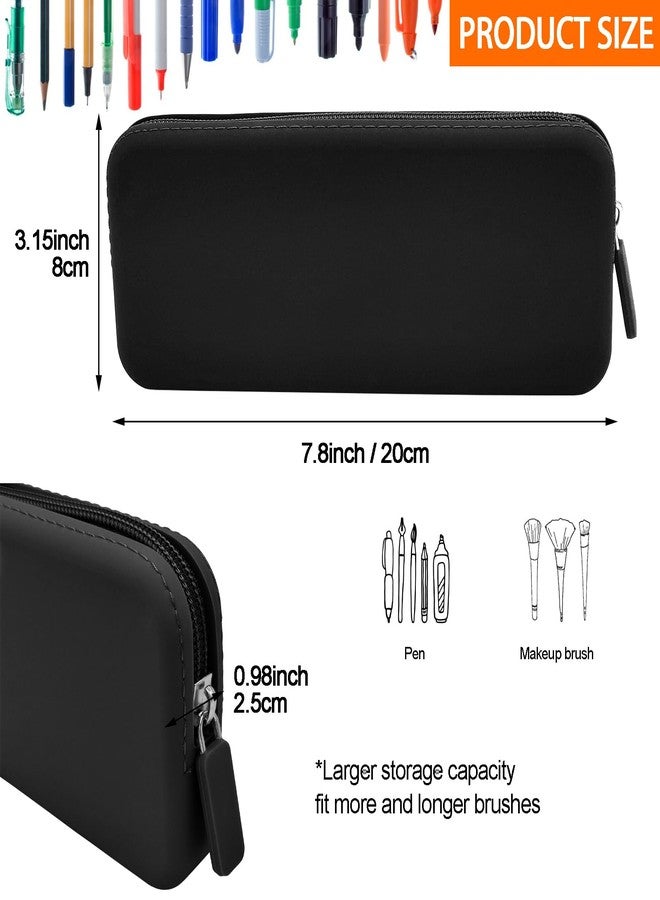 Scartink Silicone Pencil Case, Waterproof Silicone Cosmetic Bag, Pencil Bag, Multifunctional Pencil Case Aesthetic, Zipper Storage Bag (Black) - Image 2