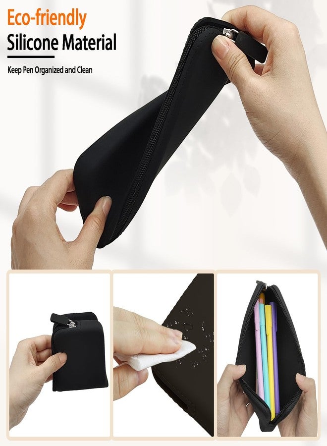 Scartink Silicone Pencil Case, Waterproof Silicone Cosmetic Bag, Pencil Bag, Multifunctional Pencil Case Aesthetic, Zipper Storage Bag (Black) - Image 3