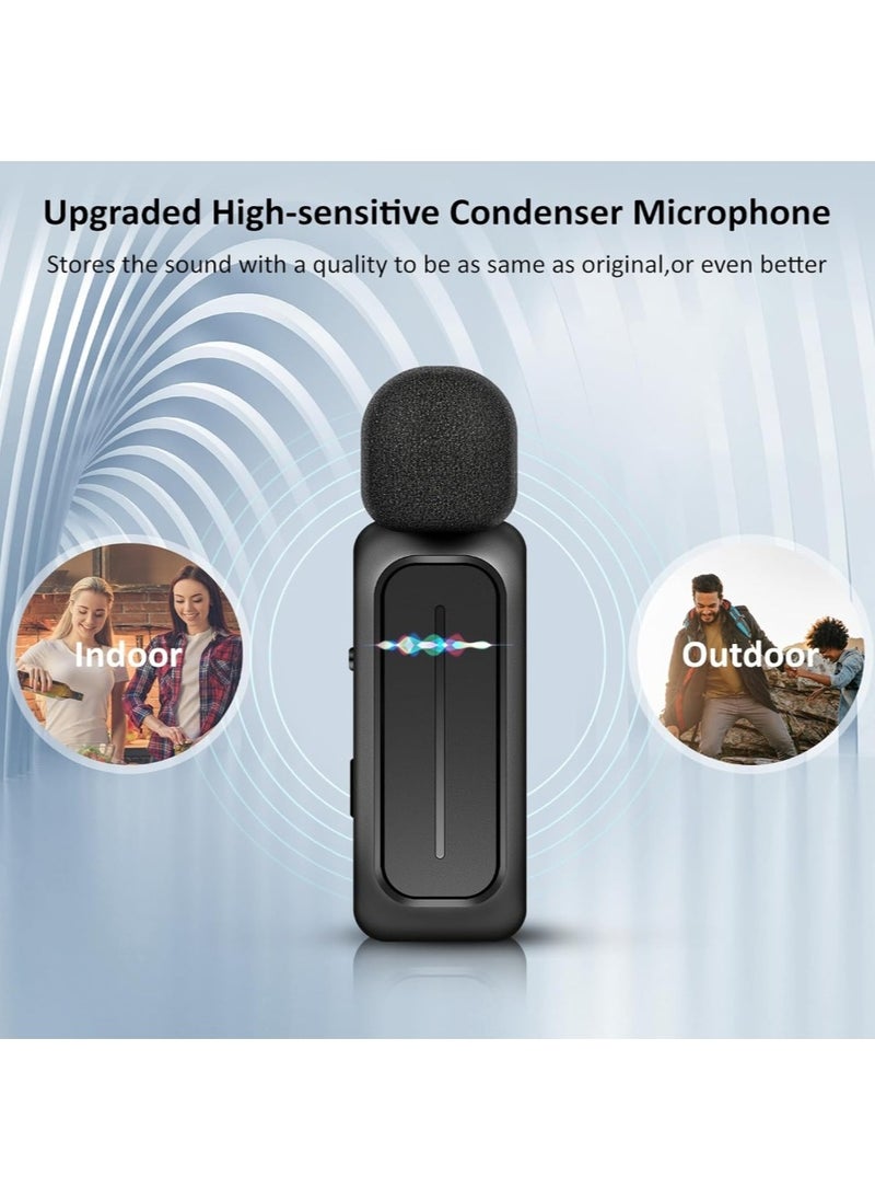 Generic 2 Pcs Wireless Lavalier Microphone for iPhone iPad Android with Charging Case 7H Clip on Lapel Microphone Wireless for Video Recording Vlogging, YouTube, Interview, 3 Mode Denoise, 70ft  - Image 4