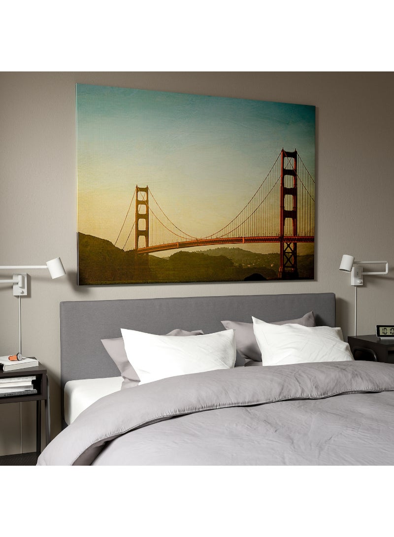 IKEA FRAKTA Picture with frame - red bridge at sunset/aluminium-colour - 140x100 cm - Image 3
