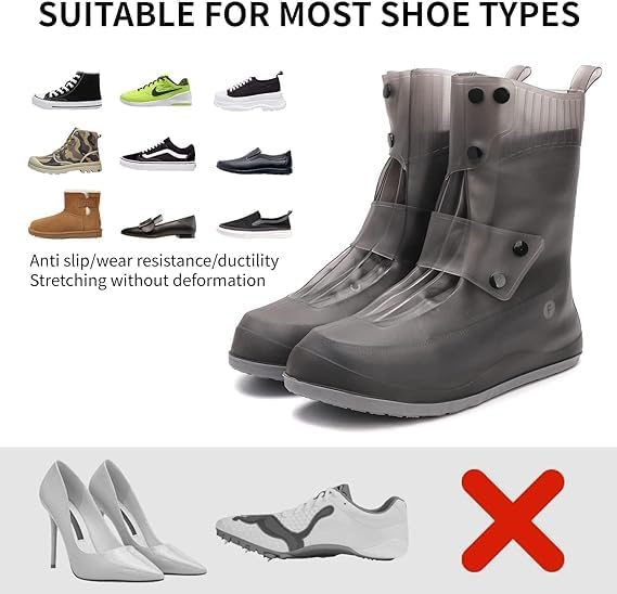 GVB ENTERPRISE Waterproof Silicone Rain Shoe Cover | Double-Breasted Waterproof Layer Shoes Cover for Rainy Season | Reusable & Non-Slip Shoe Rain Cover - Image 4