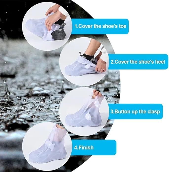 GVB ENTERPRISE Waterproof Silicone Rain Shoe Cover | Double-Breasted Waterproof Layer Shoes Cover for Rainy Season | Reusable & Non-Slip Shoe Rain Cover - Image 5
