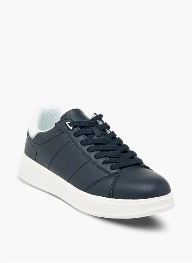 ال بي ال من شو اكسبرس Men's Solid Ankle Sneakers with Lace-Up Closure