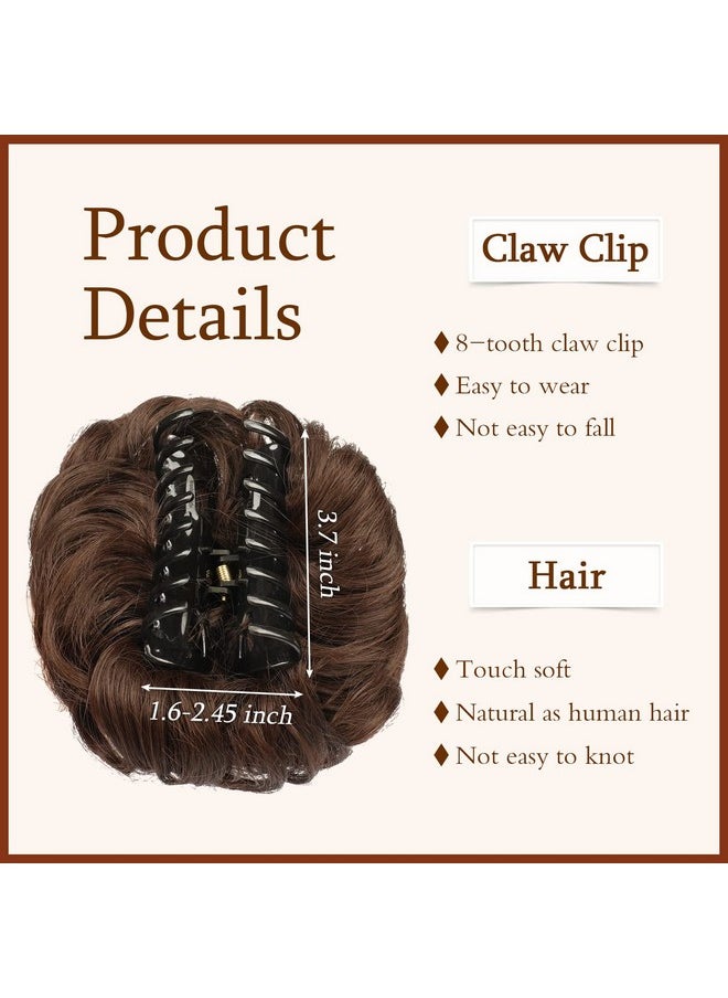 SOFEIYAN Claw Clip Messy Bun Hair Piece Wavy Curly Hair Bun Clip In Claw Chignon Ponytail Hairpieces Synthetic Tousled Updo Hair Extensions Scrunchie Hairpiece For Women, Blonde & Medium Brown  - Image 2