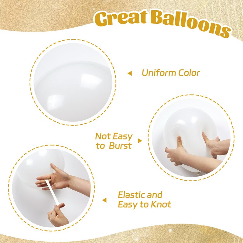 awenztech 60pcs Gold and White Balloons 12inch, White and Gold Balloons with Metallic Gold Confetti Balloons for Graduation Wedding Engagement Birthday Party Decorations - Image 3