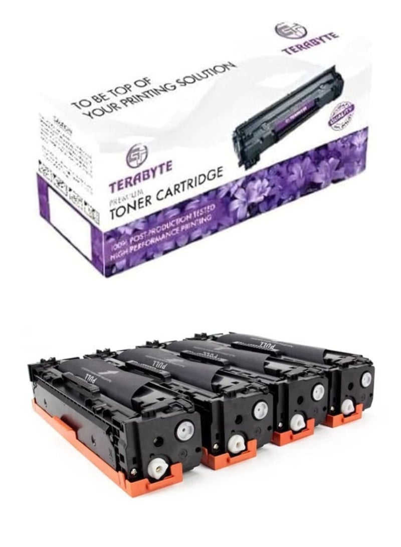 Terabyte خراطيش حبر متوافقة 201A بديل لـ HP 201A CF400A CF401A CF402A CF403A (1 أسود، 1 أزرق، 1 وردي، 1 أصفر، 4 عبوات) - Image 1