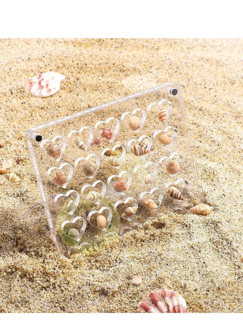 Generic 36 Grids Heart Clear Acrylic Shadow Boxes, Mini Seashell Collection Display Box, Acrylic Magnetic Seashell Storage Box, Clear Acrylic Diamond Gemstone Beads Display Organizer  - Image 5