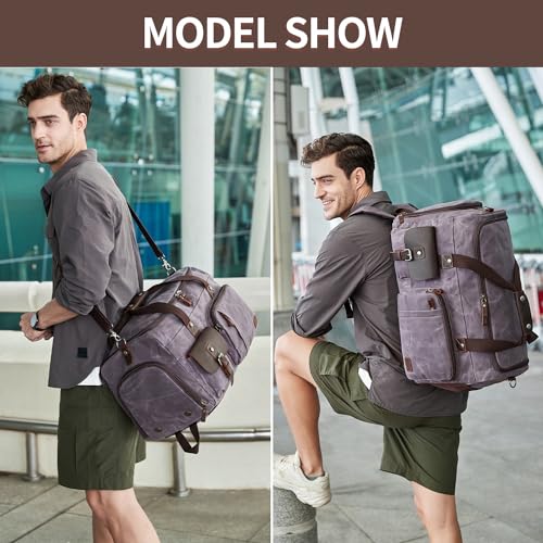 SHENHU Travel Duffle Bag Weekender Bag with Shoe Compartment Overnight Bag for Men Travel Bag Carry On Lugguage Gray - Image 3