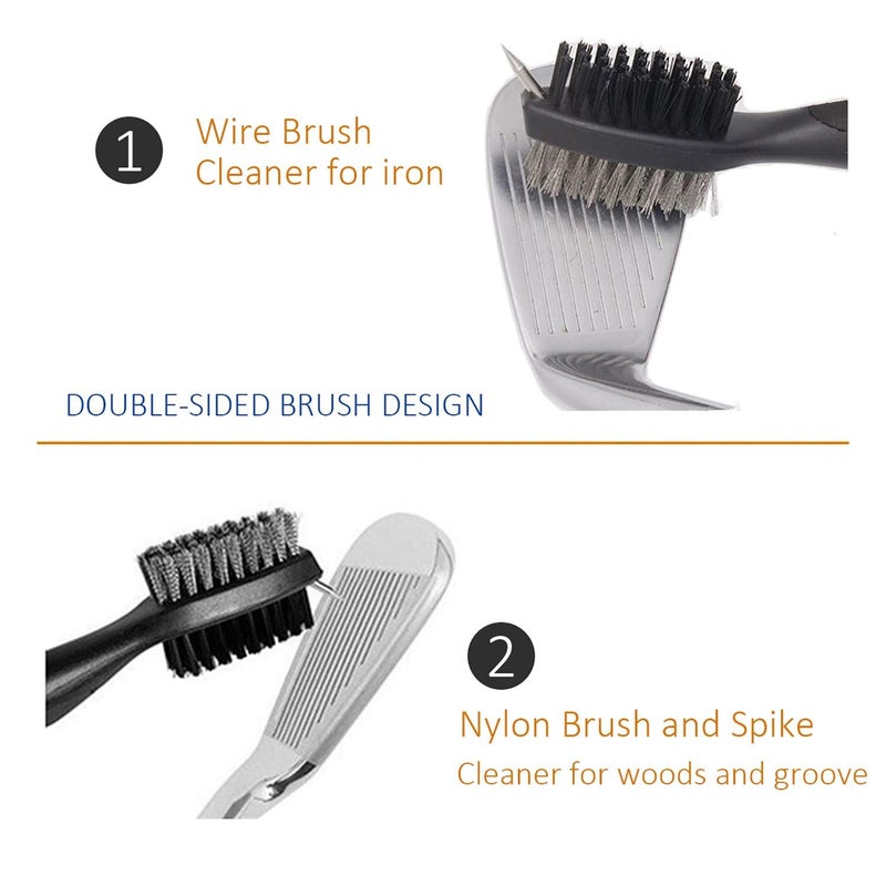 RupeeRise Golf Cleaning Kit, Golf Club Cleaning Kit, Golf Brush for Golf Bags, Golf Accessories for Men, Quick Cleaning During Play, Maintains Club Heads and Grooves, 19.5 x 3.5 x 2.3 cm（Black） - Image 2