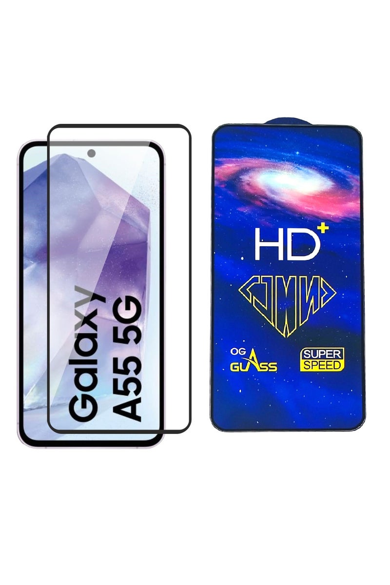 HD PLUS Samsung Galaxy A55 / A35 HD PLUS Premium Tempered Glass Screen Protector With Black Frame  - Image 1