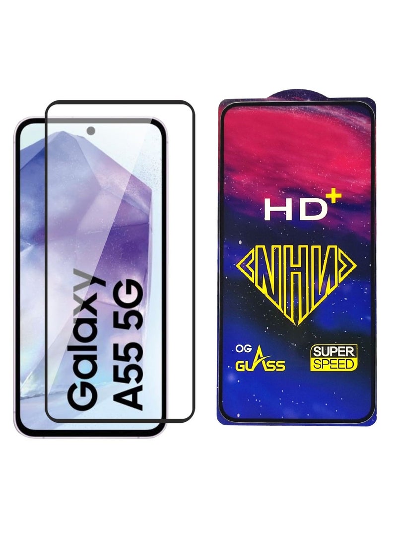 HD PLUS Samsung Galaxy A55 / A35 HD PLUS Premium Tempered Glass Screen Protector With Black Frame - Image 1