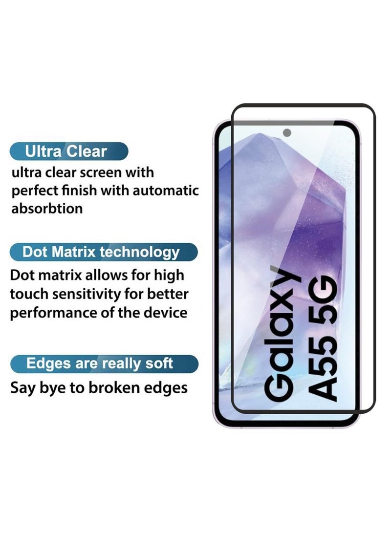 HD PLUS Samsung Galaxy A55 / A35 HD PLUS Premium Tempered Glass Screen Protector With Black Frame - Image 3
