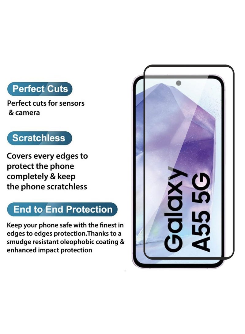HD PLUS Samsung Galaxy A55 / A35 HD PLUS Premium Tempered Glass Screen Protector With Black Frame - Image 2