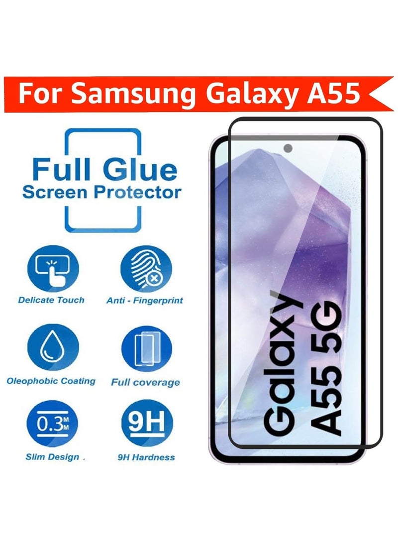 HD PLUS Samsung Galaxy A55 / A35 HD PLUS Premium Tempered Glass Screen Protector With Black Frame - Image 4
