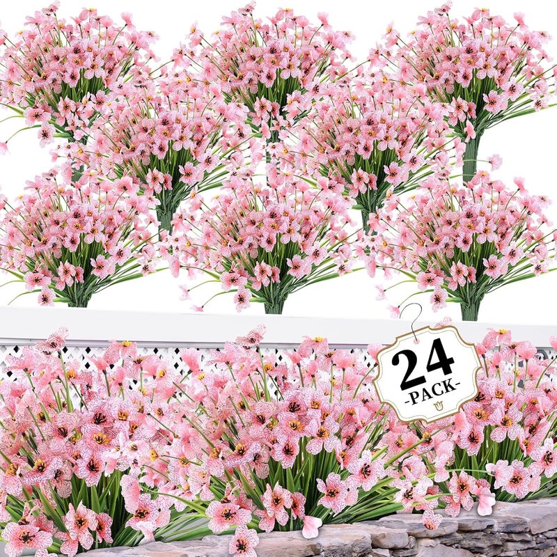 ColoPlay 24 Peach Bundles Artificial Flowers for Outdoors/Indoors Fake Flowers Plants for Indoor Outside Garden Porch Window Box Home Wedding Farmhouse - Image 1