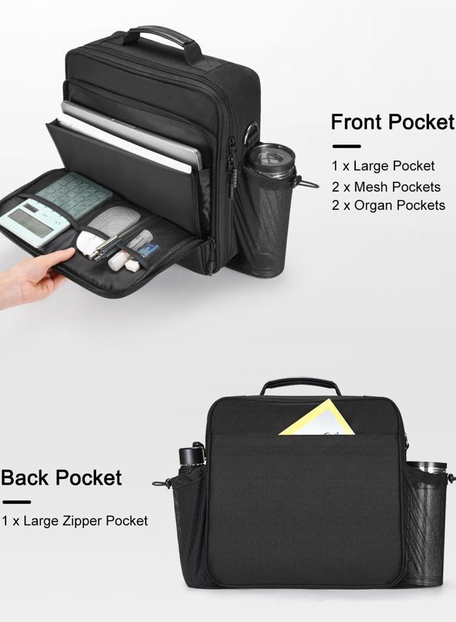 HINOOR 3 Inch 3-Ring Zipper Binder with Water Bottle Holder, D-Ring Zip Up Binder with Shoulder Strap, 700 Sheet Capacity, Compatible with 13" MacBook/Tablet, for School, Office (Black) - Image 3