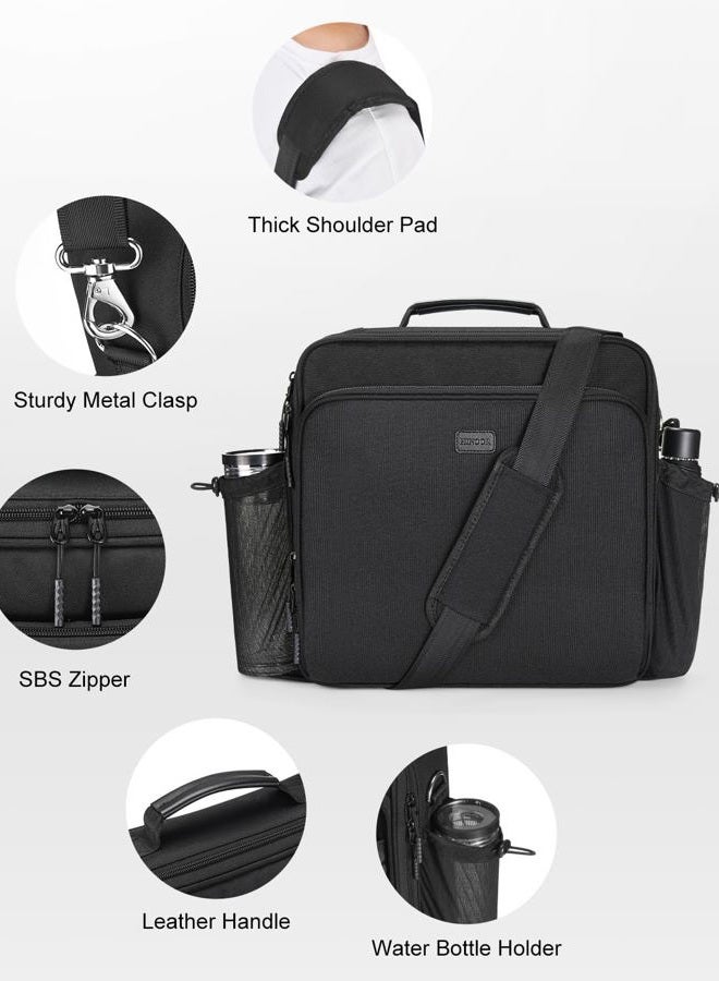 HINOOR 3 Inch 3-Ring Zipper Binder with Water Bottle Holder, D-Ring Zip Up Binder with Shoulder Strap, 700 Sheet Capacity, Compatible with 13" MacBook/Tablet, for School, Office (Black) - Image 4