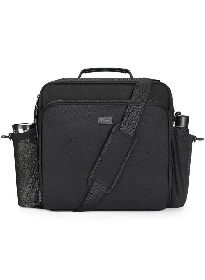 HINOOR 3 Inch 3-Ring Zipper Binder with Water Bottle Holder, D-Ring Zip Up Binder with Shoulder Strap, 700 Sheet Capacity, Compatible with 13" MacBook/Tablet, for School, Office (Black) - Image 1