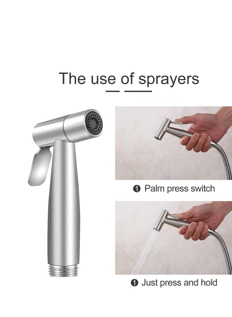 MIXDE Handheld Bidet Sprayer Shattaf Cloth Diaper Toilet Sprayer Stainless Steel Brushed Bathroom Shower Bidet Spray Set - Image 4