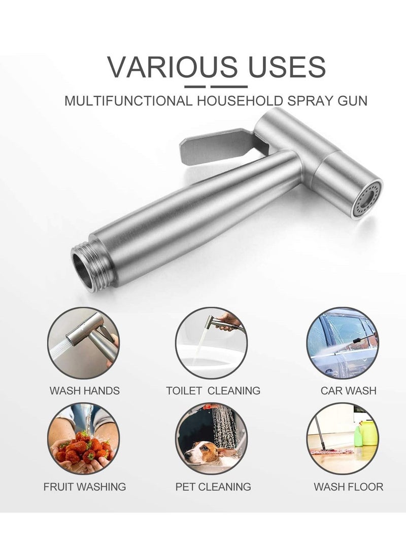 MIXDE Handheld Bidet Sprayer Shattaf Cloth Diaper Toilet Sprayer Stainless Steel Brushed Bathroom Shower Bidet Spray Set - Image 5