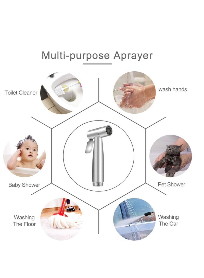 MIXDE Handheld Bidet Sprayer Shattaf Cloth Diaper Toilet Sprayer Stainless Steel Brushed Bathroom Shower Bidet Spray Set - Image 3