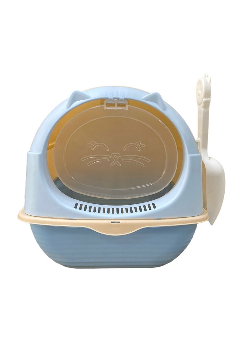 HAPPY PUSS Cat litter box enclosed,large cat sand box, litter tray for indoor , open top with carbon filter, odor control.kitten toilet, with cat litter scoop, detachable with front door flap. - Image 3