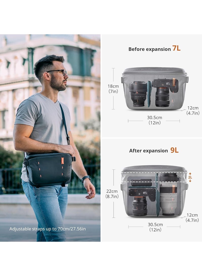 بجي تك Pgytech OneMo حقيبة كاميرا حبال 11L مقاوم للماء Crossbody الكتف DSLR حقيبة كاميرا حقيبة للمصورين السفر رمادي كامو - Image 3