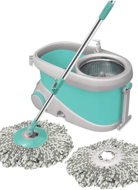 Spotzero by Milton Prime Spin Mop, Portable Mop Bucket with Wringer on Wheels, 360º Spin Mop and Bucket System with Microfiber Technology, Height Adjustable Handle, Kitchen Mop Floor Cleaning