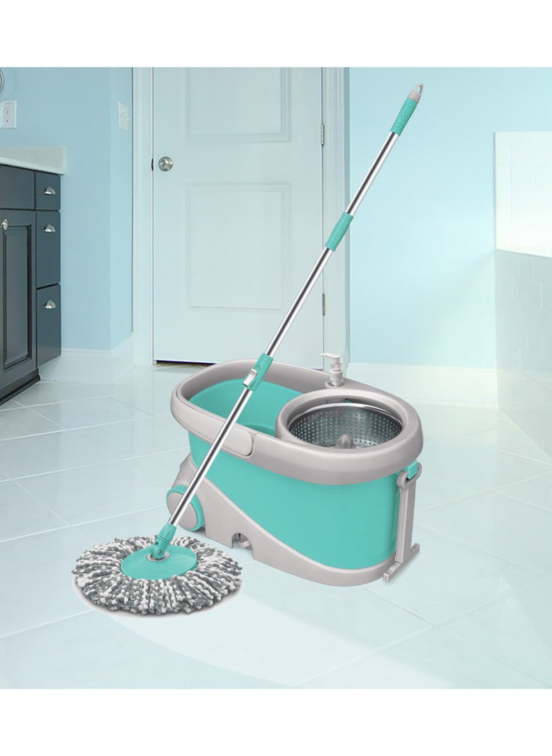Spotzero by Milton - Spotzero by Milton Prime Spin Mop, Portable Mop Bucket with Wringer on Wheels, 360º Spin Mop and Bucket System with Microfiber Technology, Height Adjustable Handle, Kitchen Mop Floor Cleaning - Image 1