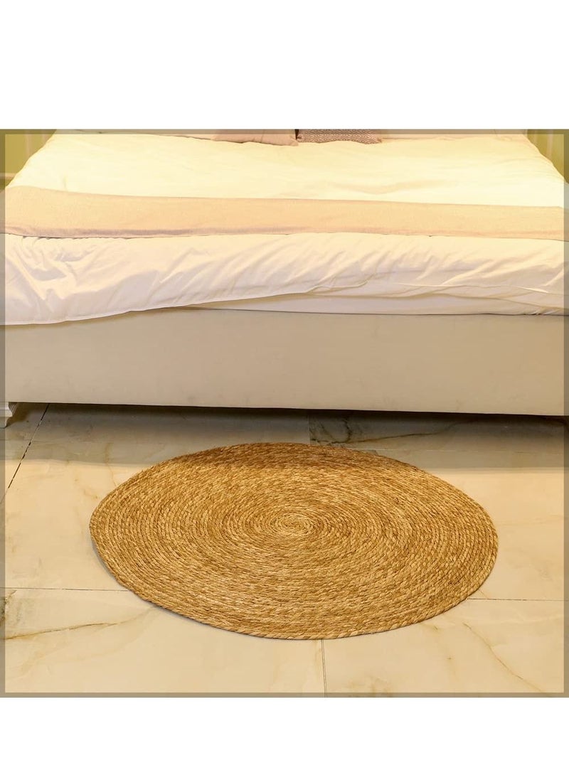 LINGWEI Jute Rug Carpet Round Beige 80x80cm - Image 4
