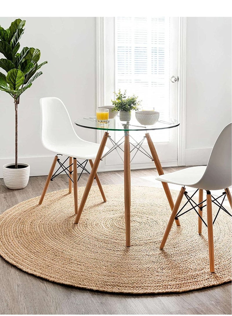 LINGWEI Jute Rug Carpet Round Beige 80x80cm - Image 5