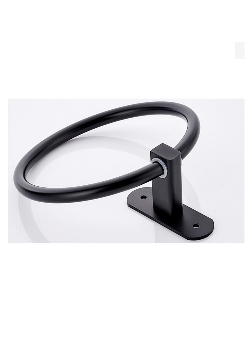 Bathroom Towel Ring Modern Style Wall Mount Towel Holder Aluminium Alloy Round Hand Towel Hanger Black Home Bath Decor  - Image 4