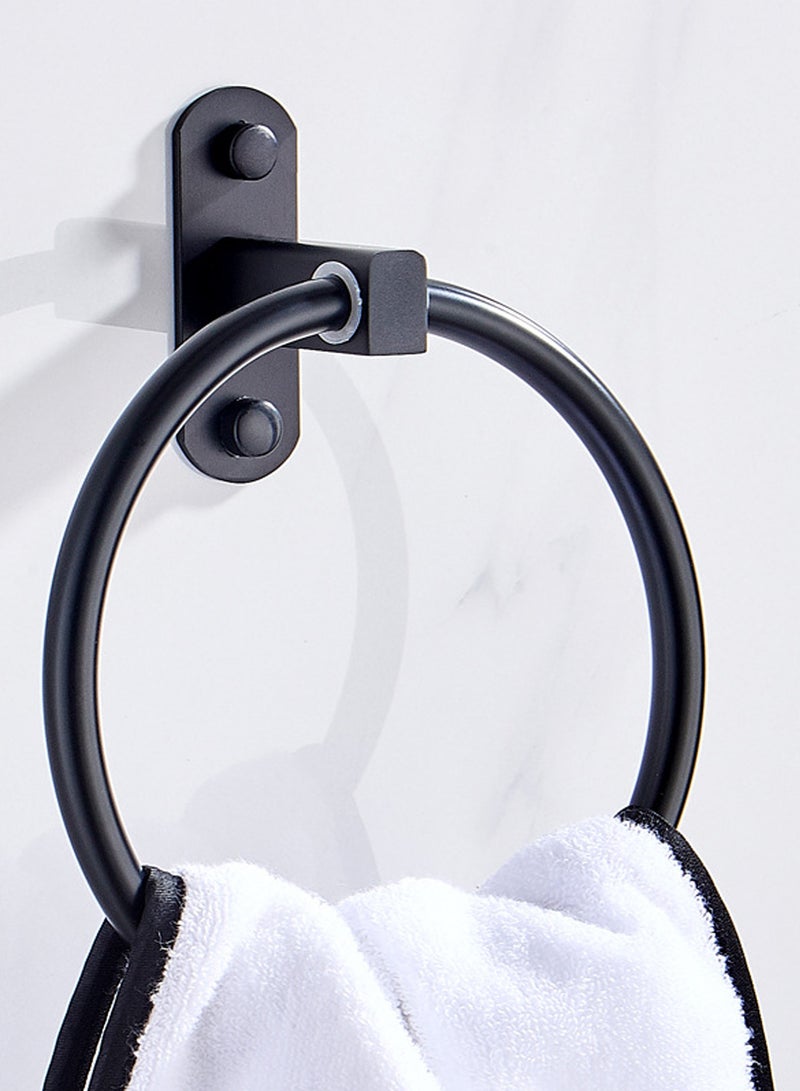 Bathroom Towel Ring Modern Style Wall Mount Towel Holder Aluminium Alloy Round Hand Towel Hanger Black Home Bath Decor  - Image 5