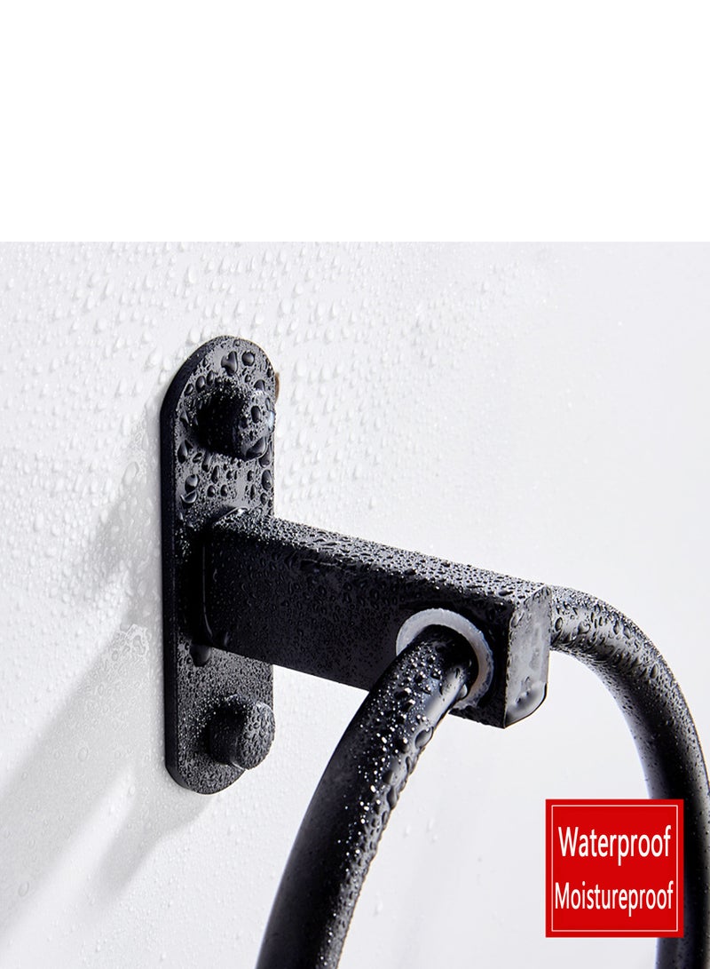 Bathroom Towel Ring Modern Style Wall Mount Towel Holder Aluminium Alloy Round Hand Towel Hanger Black Home Bath Decor  - Image 2