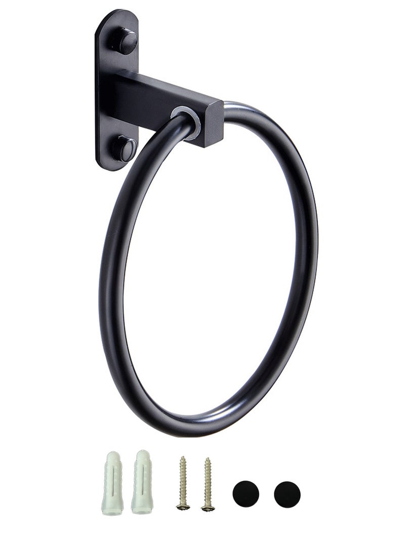 Bathroom Towel Ring Modern Style Wall Mount Towel Holder Aluminium Alloy Round Hand Towel Hanger Black Home Bath Decor  - Image 1