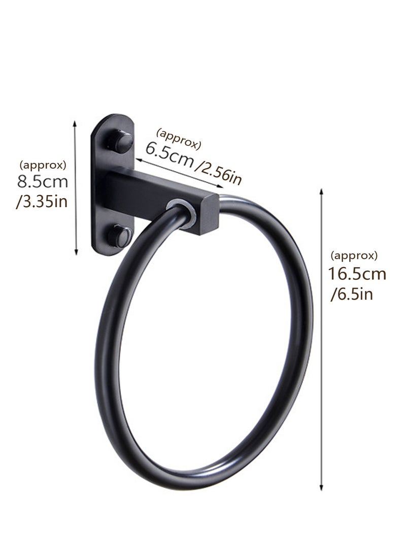 Bathroom Towel Ring Modern Style Wall Mount Towel Holder Aluminium Alloy Round Hand Towel Hanger Black Home Bath Decor  - Image 3