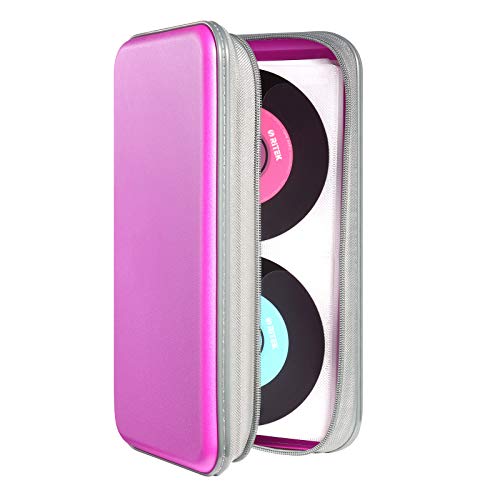 UENTIP 96 Capacity CD CasePortable DVD Hard Plastic Case Holder CD Organizer Wallet Protective DVD Storage 96 purple