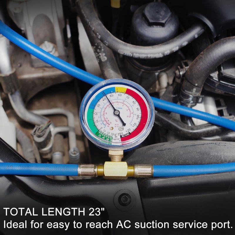 JIFETOR AC Charge Hose with Gauge for R134A - Image 2