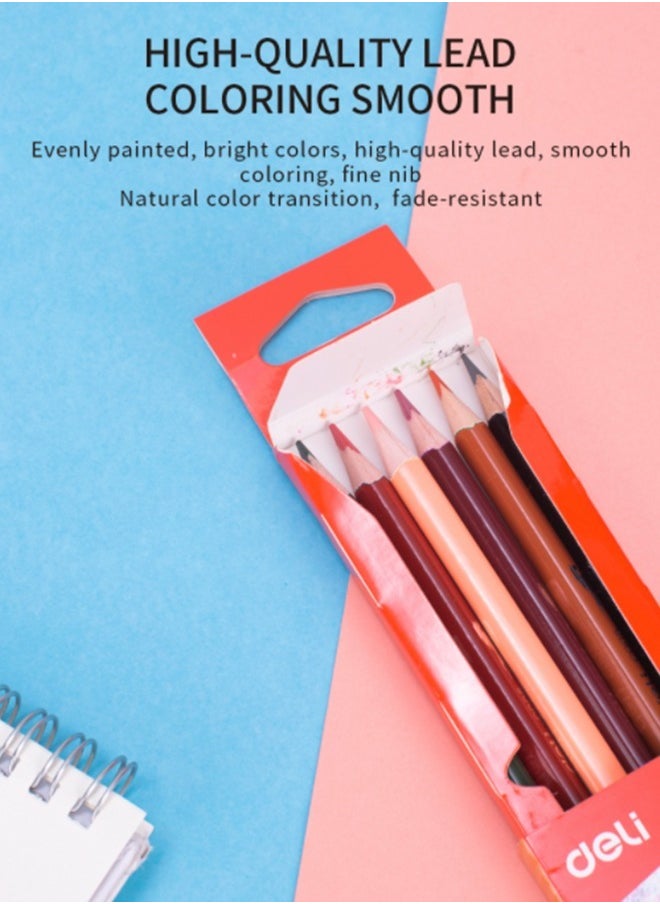 Deli 6-Piece Dual-ended Pencils Set 12 Colors Triangular Shape Basswood  - Image 1