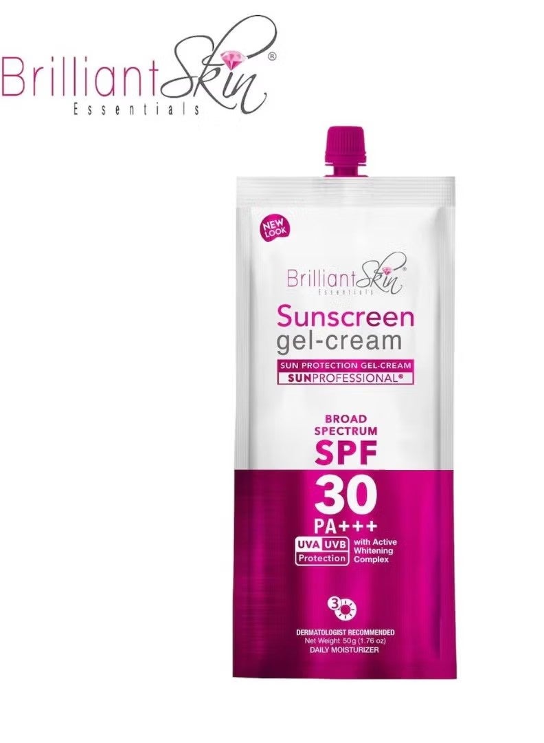 بريليانت سكين كريم جل واقي من الشمس SPF30 PA+++ 50 جرام حماية من الأشعة فوق البنفسجية خفيف الوزن غير دهني مناسب لجميع أنواع البشرة للوجه والجسم - Image 1