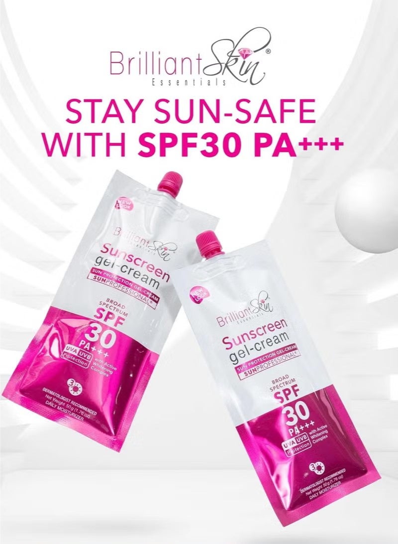 بريليانت سكين كريم جل واقي من الشمس SPF30 PA+++ 50 جرام حماية من الأشعة فوق البنفسجية خفيف الوزن غير دهني مناسب لجميع أنواع البشرة للوجه والجسم - Image 3