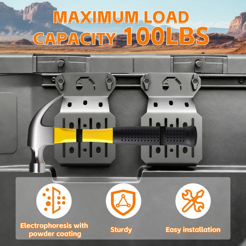 Just-V Truck Bed Rail Side Mount Holder for Toyota Tacoma 2005-2026, for Toyota Tundra 2022-2026, 2Pcs Bed Rail Modular Accessories Mount for Bike, Shovels, Axes, Recovery Plates, Fuel Tanks - Image 4