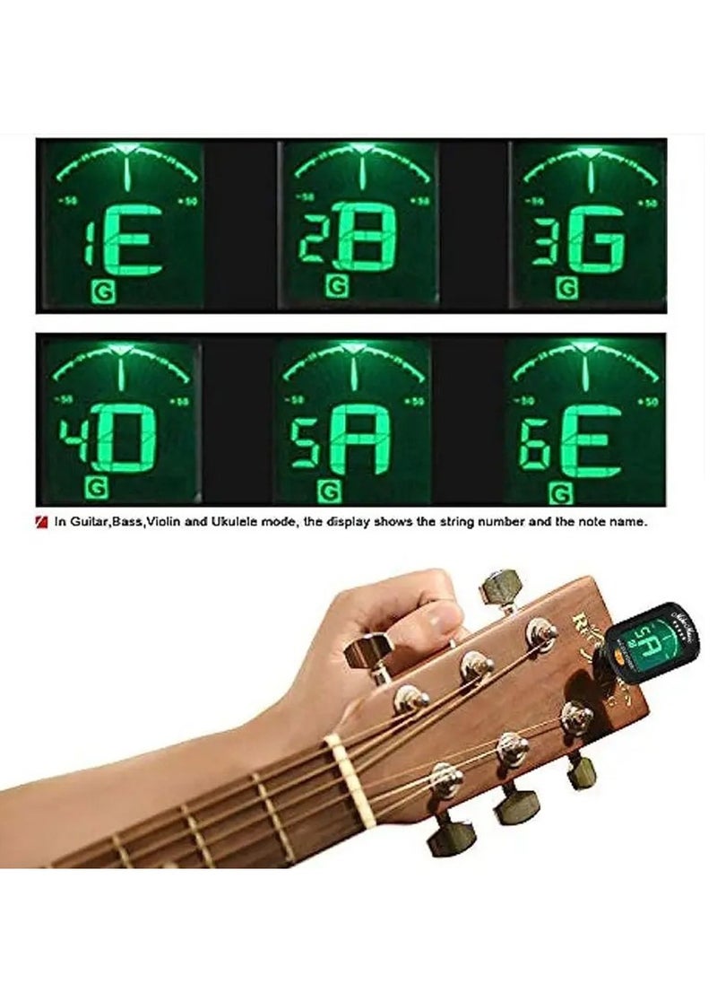 Mike Music Guitar Tuner, Clip On Tuner with LCD Color Display, Chromatic Tuner for Acoustic Guitar Classical Guitar Electric Guitar Bass Ukulele Violin, Digital Tuner for Stringed Instrument, Guitar Accessories  - Image 3